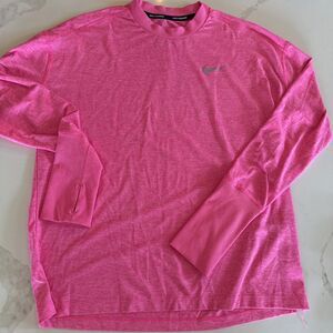 Nike Dri-Fit Element Running Shirt Women M Pink Long Sleeve Stretch Lightweight